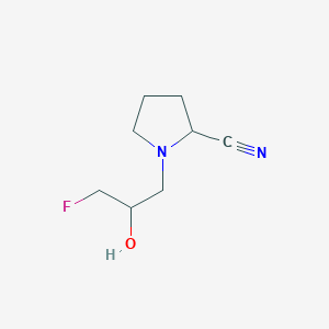 molecular formula C8H13FN2O B13245586 1-(3-Fluoro-2-hydroxypropyl)pyrrolidine-2-carbonitrile 