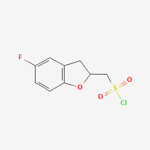 molecular formula C9H8ClFO3S B13245613 (5-Fluoro-2,3-dihydro-1-benzofuran-2-yl)methanesulfonyl chloride 