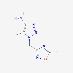 molecular formula C7H10N6O B13245617 5-methyl-1-[(5-methyl-1,2,4-oxadiazol-3-yl)methyl]-1H-1,2,3-triazol-4-amine 