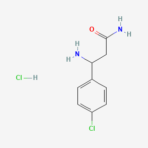 molecular formula C9H12Cl2N2O B13245652 3-Amino-3-(4-chlorophenyl)propanamide hydrochloride 