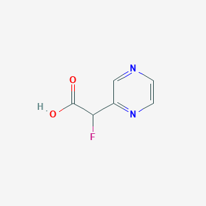 molecular formula C6H5FN2O2 B13245682 2-Fluoro-2-(pyrazin-2-yl)acetic acid 
