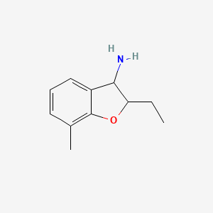 molecular formula C11H15NO B13245693 2-Ethyl-7-methyl-2,3-dihydro-1-benzofuran-3-amine 