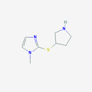 molecular formula C8H13N3S B13245805 1-methyl-2-(pyrrolidin-3-ylsulfanyl)-1H-imidazole 