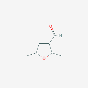 molecular formula C7H12O2 B13245836 2,5-Dimethyloxolane-3-carbaldehyde 
