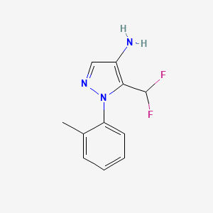 molecular formula C11H11F2N3 B13245874 5-(difluoromethyl)-1-(2-methylphenyl)-1H-pyrazol-4-amine 