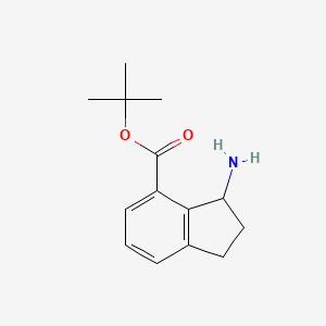 molecular formula C14H19NO2 B13245906 tert-Butyl 3-amino-2,3-dihydro-1H-indene-4-carboxylate 