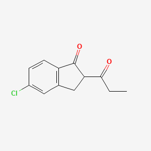 molecular formula C12H11ClO2 B13245919 5-Chloro-2-propanoyl-2,3-dihydro-1H-inden-1-one 