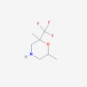 molecular formula C7H12F3NO B13245936 2,6-Dimethyl-2-(trifluoromethyl)morpholine 