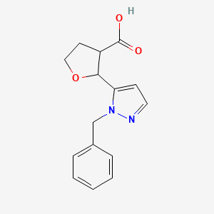 molecular formula C15H16N2O3 B13245979 2-(1-Benzyl-1H-pyrazol-5-yl)oxolane-3-carboxylic acid 