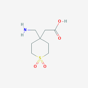 molecular formula C8H15NO4S B13245987 2-[4-(Aminomethyl)-1,1-dioxo-1lambda6-thian-4-yl]aceticacid 