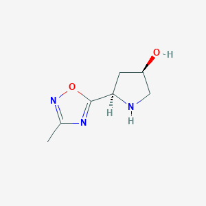 molecular formula C7H11N3O2 B13246003 (3R,5R)-5-(3-methyl-1,2,4-oxadiazol-5-yl)pyrrolidin-3-ol 