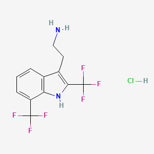molecular formula C12H11ClF6N2 B13246042 2-[2,7-Bis(trifluoromethyl)-1H-indol-3-yl]ethan-1-amine hydrochloride 