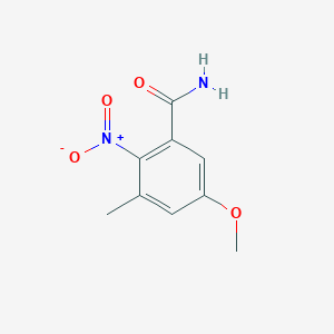molecular formula C9H10N2O4 B13246059 5-Methoxy-3-methyl-2-nitrobenzamide 