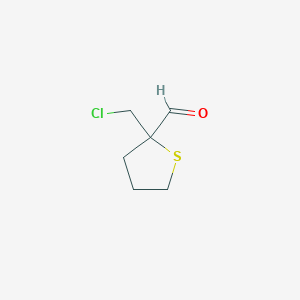 molecular formula C6H9ClOS B13246079 2-(Chloromethyl)thiolane-2-carbaldehyde 