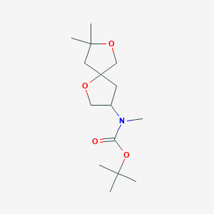 molecular formula C15H27NO4 B13246192 tert-Butyl N-{8,8-dimethyl-1,7-dioxaspiro[4.4]nonan-3-yl}-N-methylcarbamate 