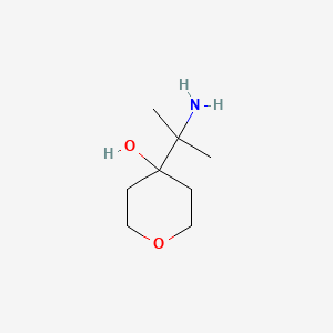 molecular formula C8H17NO2 B13246208 4-(2-Aminopropan-2-yl)oxan-4-ol 