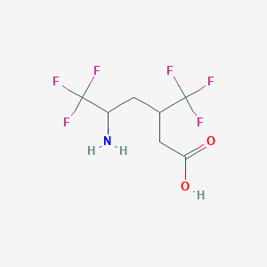 molecular formula C7H9F6NO2 B13246234 5-Amino-6,6,6-trifluoro-3-(trifluoromethyl)hexanoic acid 