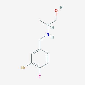 molecular formula C10H13BrFNO B13246239 2-{[(3-Bromo-4-fluorophenyl)methyl]amino}propan-1-ol 