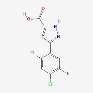 molecular formula C10H5Cl2FN2O2 B1324625 5-(2,4-Dichloro-5-fluorophenyl)-1H-pyrazole-3-carboxylic acid CAS No. 1119299-75-0