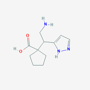 molecular formula C11H17N3O2 B13246265 1-[2-Amino-1-(1H-pyrazol-3-yl)ethyl]cyclopentane-1-carboxylic acid 