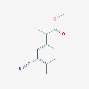molecular formula C12H13NO2 B13246272 Methyl 2-(3-cyano-4-methylphenyl)propanoate 
