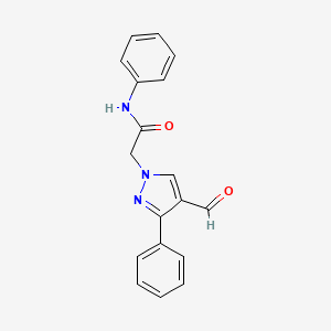 molecular formula C18H15N3O2 B1324643 2-(4-formyl-3-phenyl-1H-pyrazol-1-yl)-N-phenylacetamide CAS No. 887407-93-4