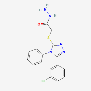 molecular formula C16H14ClN5OS B1324649 2-{[5-(3-chlorophenyl)-4-phenyl-4H-1,2,4-triazol-3-yl]thio}acetohydrazide CAS No. 887359-34-4