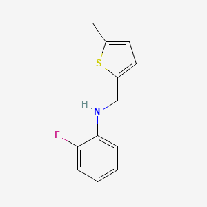 molecular formula C12H12FNS B13246496 2-fluoro-N-[(5-methylthiophen-2-yl)methyl]aniline 