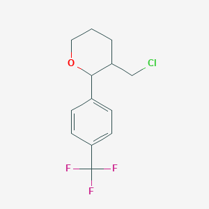 molecular formula C13H14ClF3O B13246508 3-(Chloromethyl)-2-[4-(trifluoromethyl)phenyl]oxane 