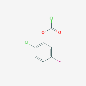 molecular formula C7H3Cl2FO2 B13246520 2-Chloro-5-fluorophenyl chloroformate 