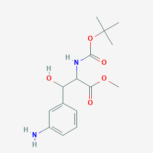 molecular formula C15H22N2O5 B13246555 Methyl 3-(3-aminophenyl)-2-{[(tert-butoxy)carbonyl]amino}-3-hydroxypropanoate 