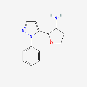 molecular formula C13H15N3O B13246606 2-(1-Phenyl-1H-pyrazol-5-yl)oxolan-3-amine 