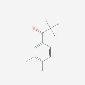 molecular formula C14H20O B1324679 2,2,3',4'-Tetramethylbutyrophenone CAS No. 898765-64-5