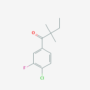 molecular formula C12H14ClFO B1324682 4'-Chloro-2,2-dimethyl-3'-fluorobutyrophenone CAS No. 898765-70-3