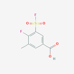 molecular formula C8H6F2O4S B13246875 4-Fluoro-3-(fluorosulfonyl)-5-methylbenzoic acid 
