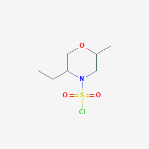 molecular formula C7H14ClNO3S B13247004 5-Ethyl-2-methylmorpholine-4-sulfonyl chloride 
