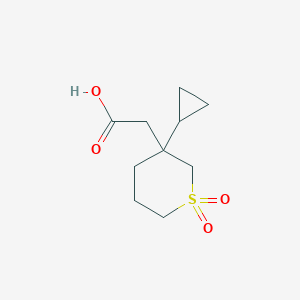 molecular formula C10H16O4S B13247040 2-(3-Cyclopropyl-1,1-dioxothian-3-yl)acetic acid 