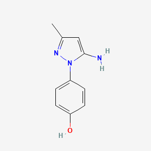 molecular formula C10H11N3O B13247245 4-(5-Amino-3-methyl-1H-pyrazol-1-YL)phenol 