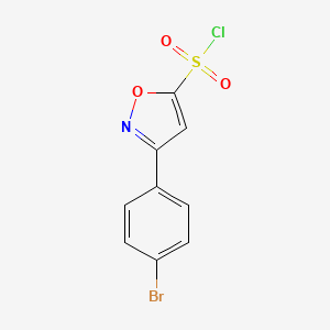 molecular formula C9H5BrClNO3S B13247531 3-(4-Bromophenyl)-1,2-oxazole-5-sulfonyl chloride 