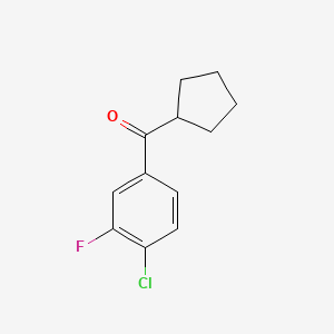 molecular formula C12H12ClFO B1324756 4-Chloro-3-fluorophenyl cyclopentyl ketone CAS No. 898791-60-1