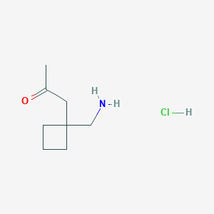 molecular formula C8H16ClNO B13247578 1-[1-(Aminomethyl)cyclobutyl]propan-2-one hydrochloride 