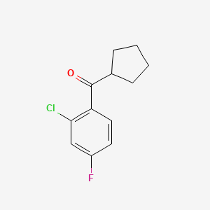 molecular formula C12H12ClFO B1324761 2-Chloro-4-fluorophenyl cyclopentyl ketone CAS No. 898791-70-3