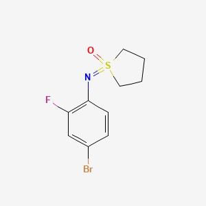 molecular formula C10H11BrFNOS B13247612 1-[(4-Bromo-2-fluorophenyl)imino]-1lambda6-thiolan-1-one 