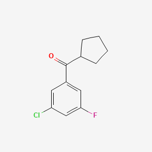 molecular formula C12H12ClFO B1324762 3-氯-5-氟苯基环戊基酮 CAS No. 898791-72-5