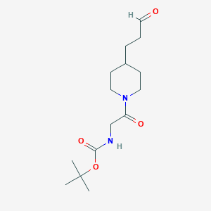 molecular formula C15H26N2O4 B13247675 tert-Butyl N-{2-oxo-2-[4-(3-oxopropyl)piperidin-1-yl]ethyl}carbamate 