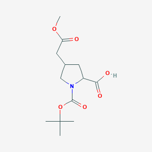 molecular formula C13H21NO6 B13247710 1-[(Tert-butoxy)carbonyl]-4-(2-methoxy-2-oxoethyl)pyrrolidine-2-carboxylic acid 
