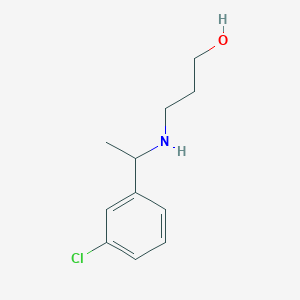 molecular formula C11H16ClNO B13247836 3-{[1-(3-Chlorophenyl)ethyl]amino}propan-1-ol 