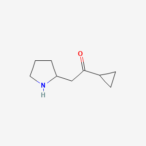 molecular formula C9H15NO B13247897 1-Cyclopropyl-2-(pyrrolidin-2-yl)ethan-1-one 