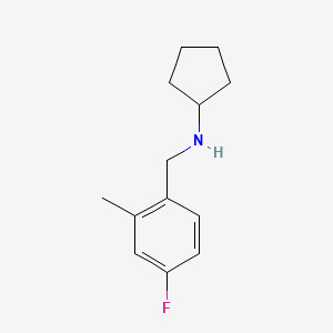 molecular formula C13H18FN B13247905 N-[(4-fluoro-2-methylphenyl)methyl]cyclopentanamine 