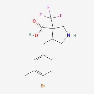 molecular formula C14H15BrF3NO2 B13247910 4-[(4-Bromo-3-methylphenyl)methyl]-3-(trifluoromethyl)pyrrolidine-3-carboxylic acid 